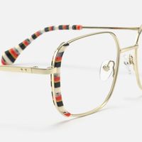Milana - Square Black/Red Eyeglasses | Vooglam Design Details
