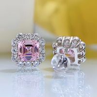Glamorous Fancy Pink Square Pierced Earrings | Vooglam On Model 2