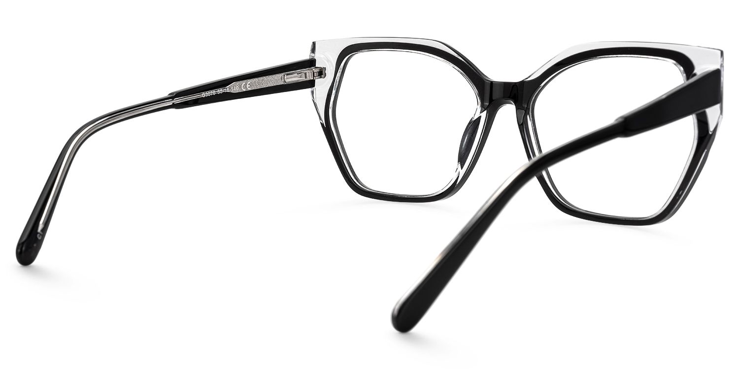 Nabila - Geometric Black Eyeglasses | Vooglam Side View