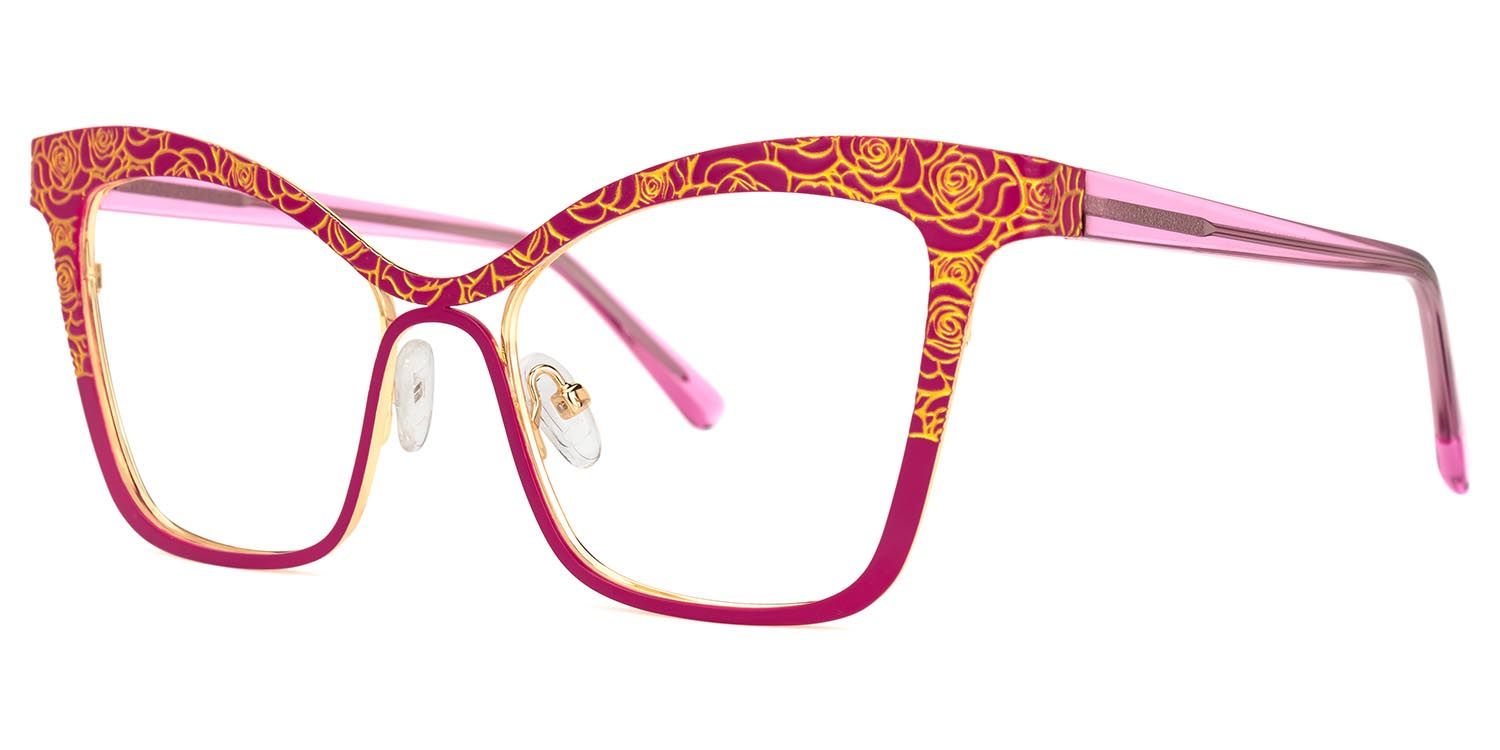 Aeryn - Cat Eye Violet/Red Eyeglasses | Vooglam Front View