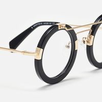 Perkins - Bold Round Black & Gold Retro Glasses | Vooglam Design Details