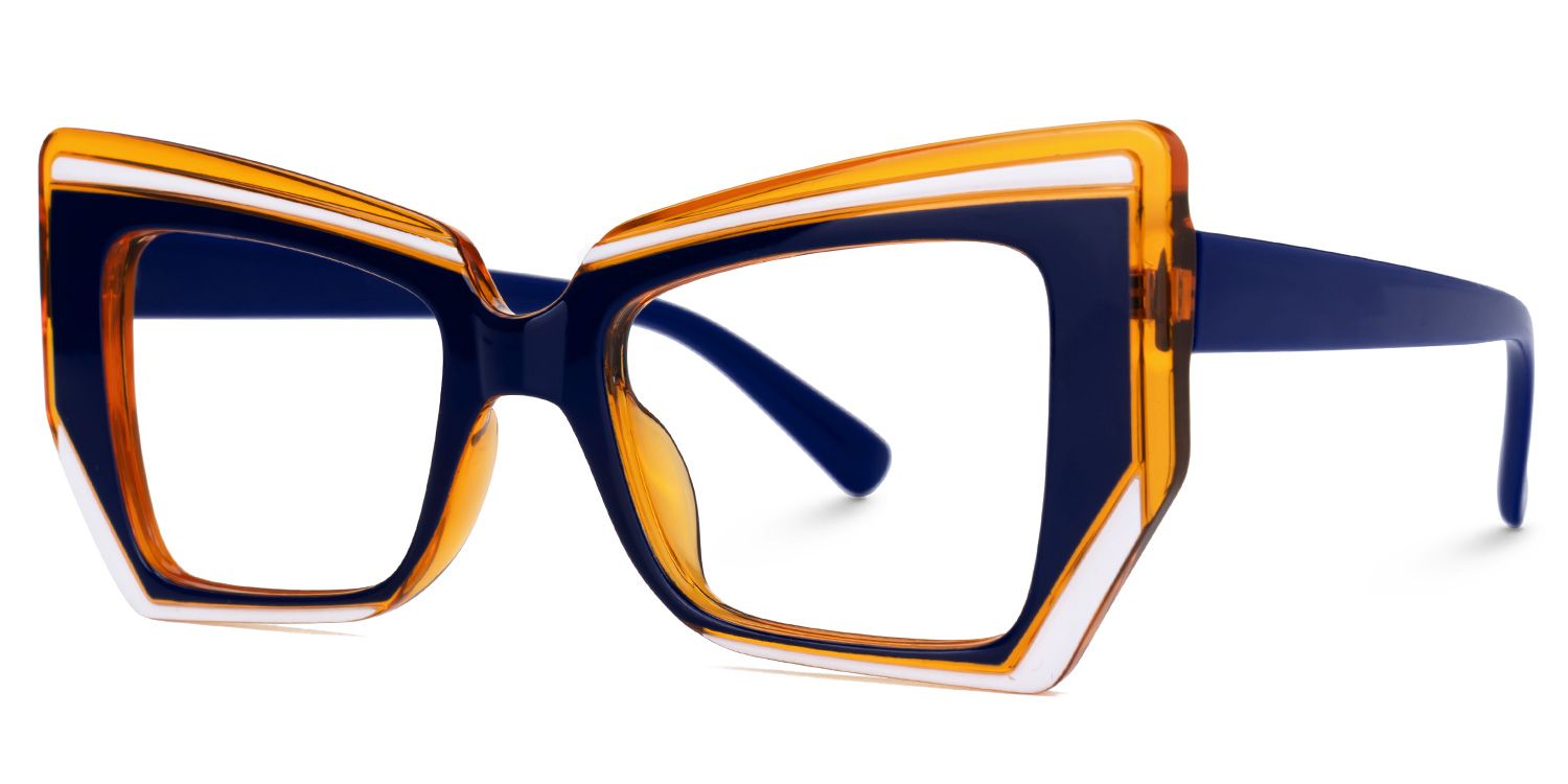 Fahari - Butterfly Blue/Orange Eyeglasses | Vooglam Front View