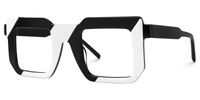 Madhav - Square Black/White Eyeglasses | Vooglam Front View