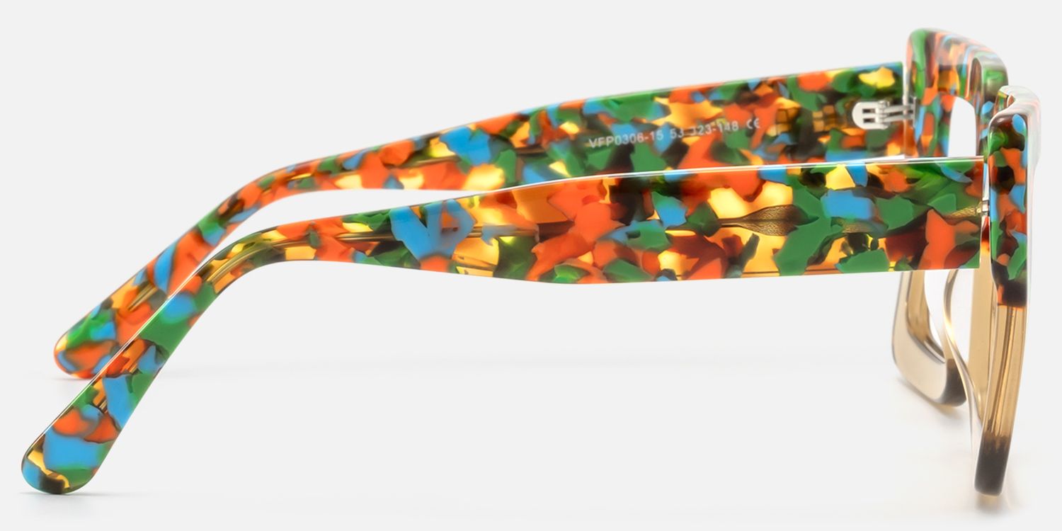 Charisse - Bold Multicolor Square Glasses Unique Design | Vooglam Side View