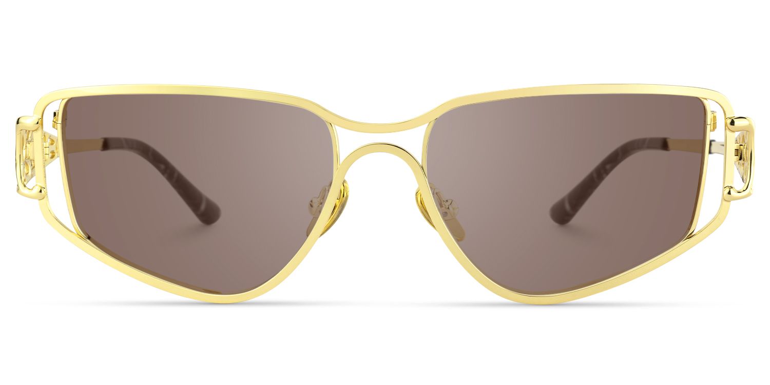 Sakina - Geometric Gold Sunglasses | Vooglam Angle View