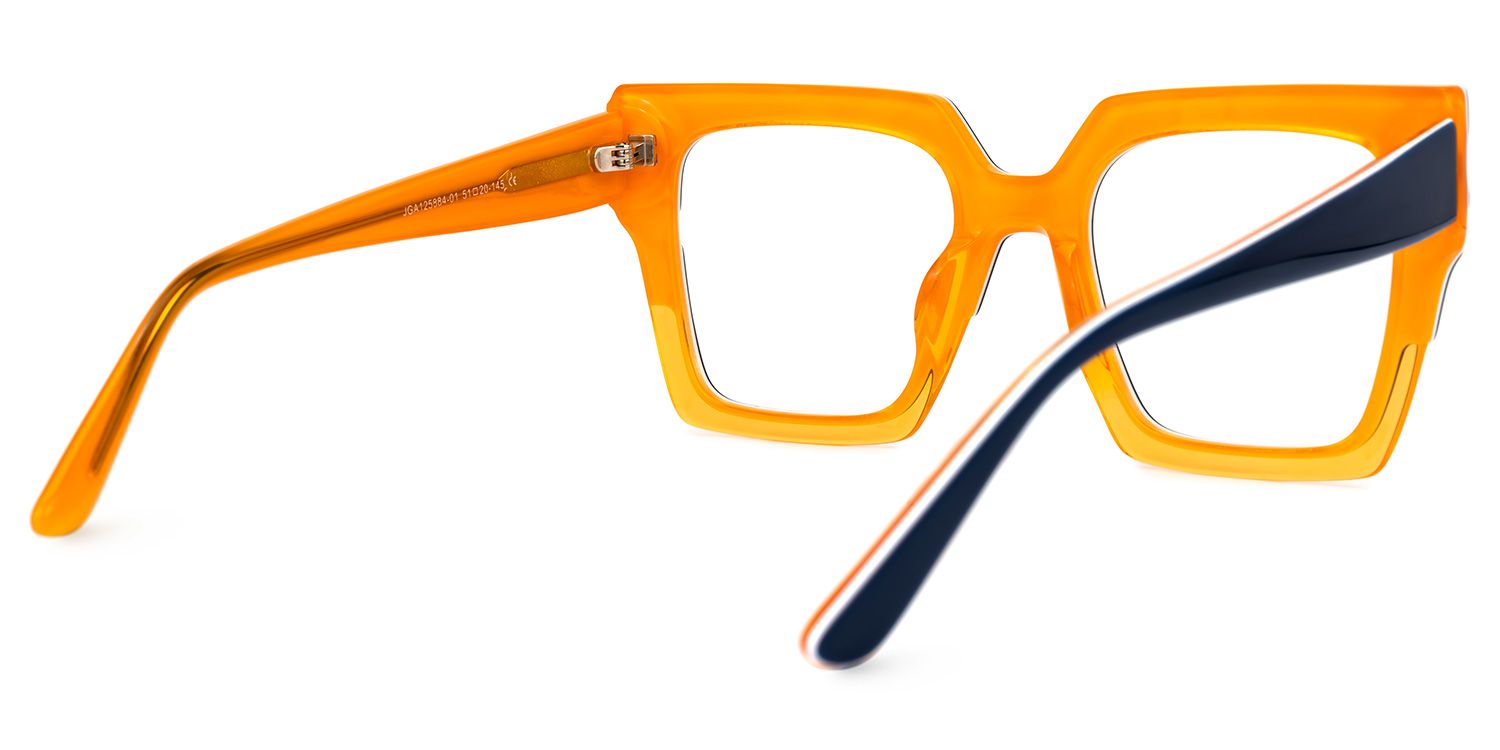 Darius - Square Blue/Orange Eyeglasses | Vooglam Side View