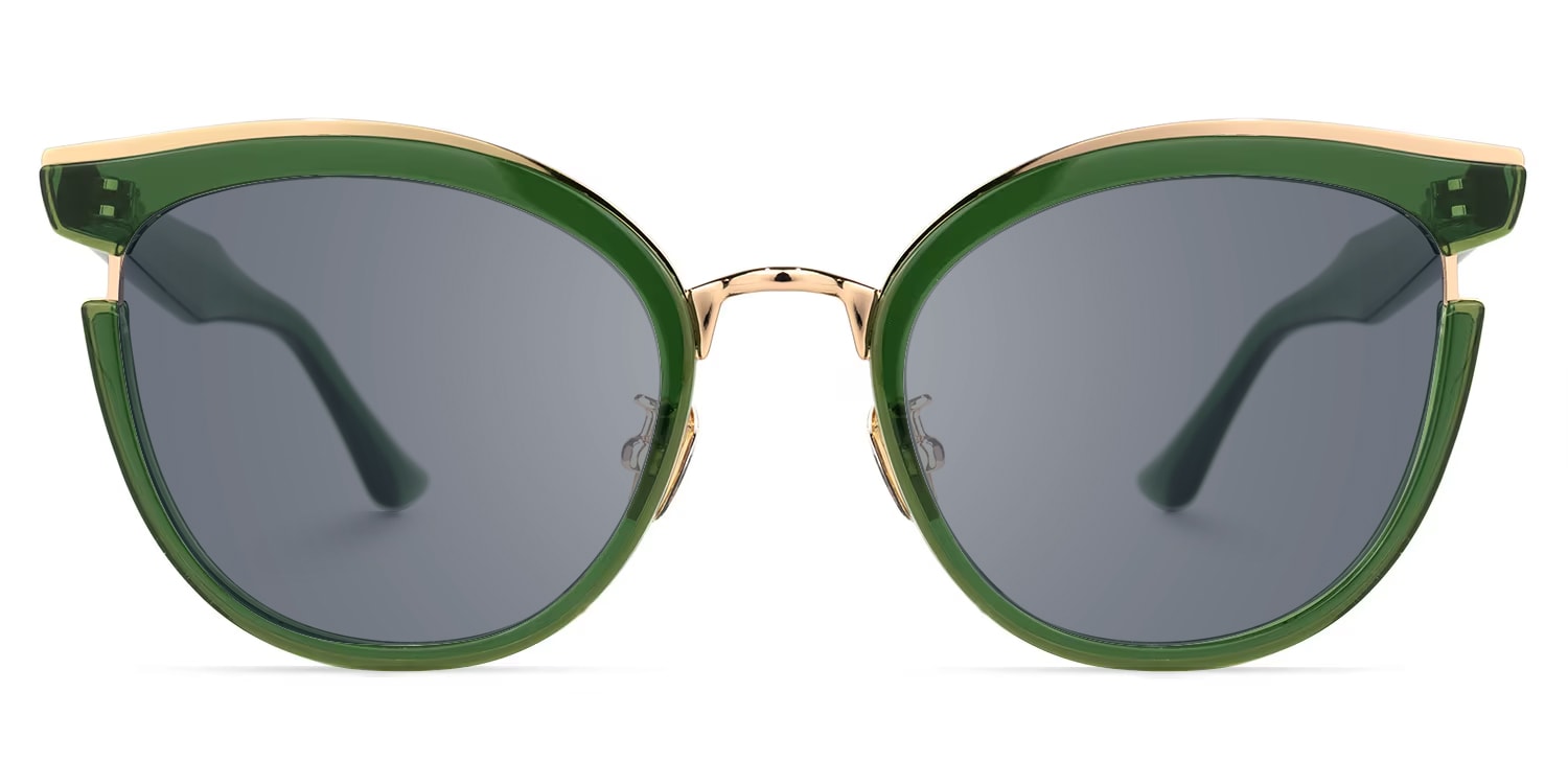 Retro Classic Hunter Green Sunglasses Cat Eye Shape - 1