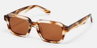 Jet - Rectangle Brown Sunglasses | Vooglam Front View