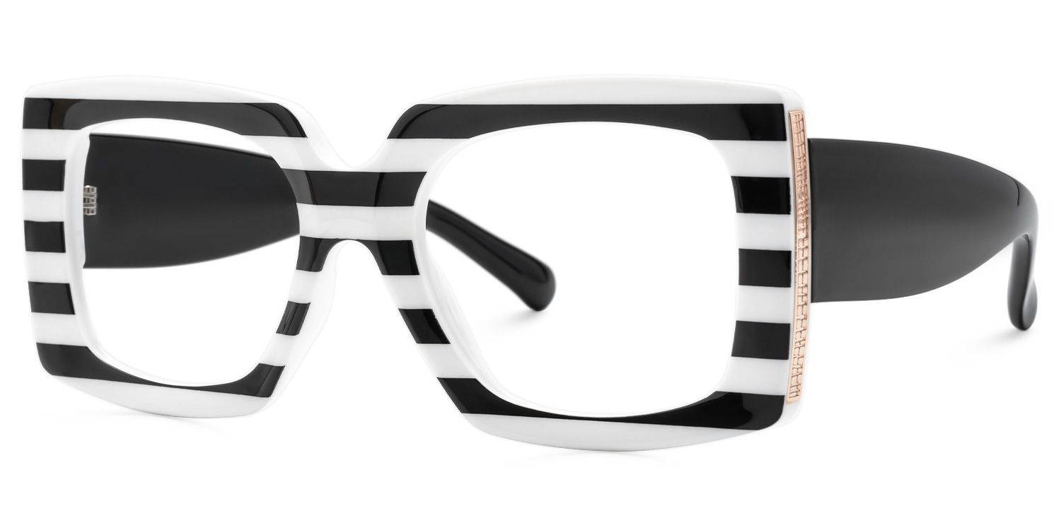 Borislav - Rectangle Black/White Eyeglasses | Vooglam Front View