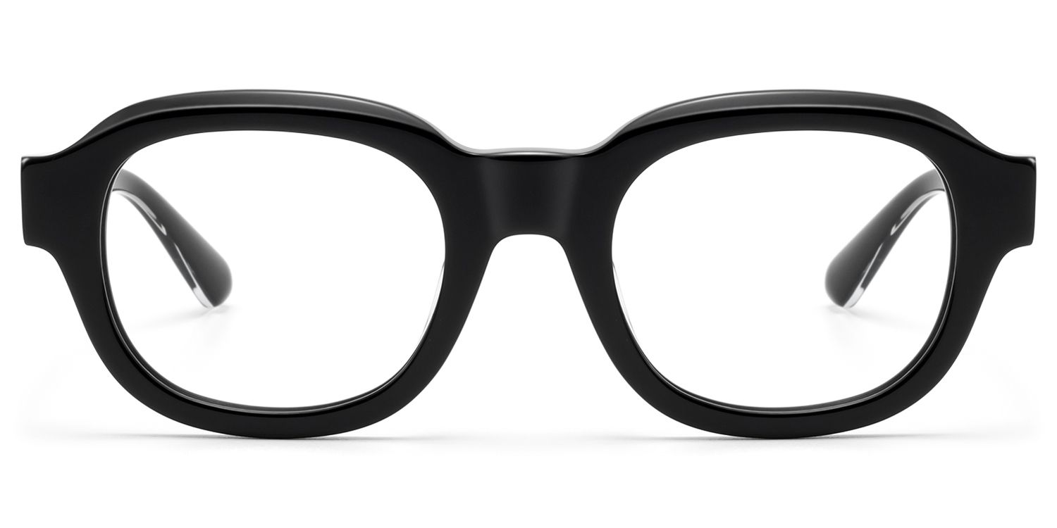 Frame Size of Eerie - Shiny Black Diamond Patterned Glasses | Vooglam