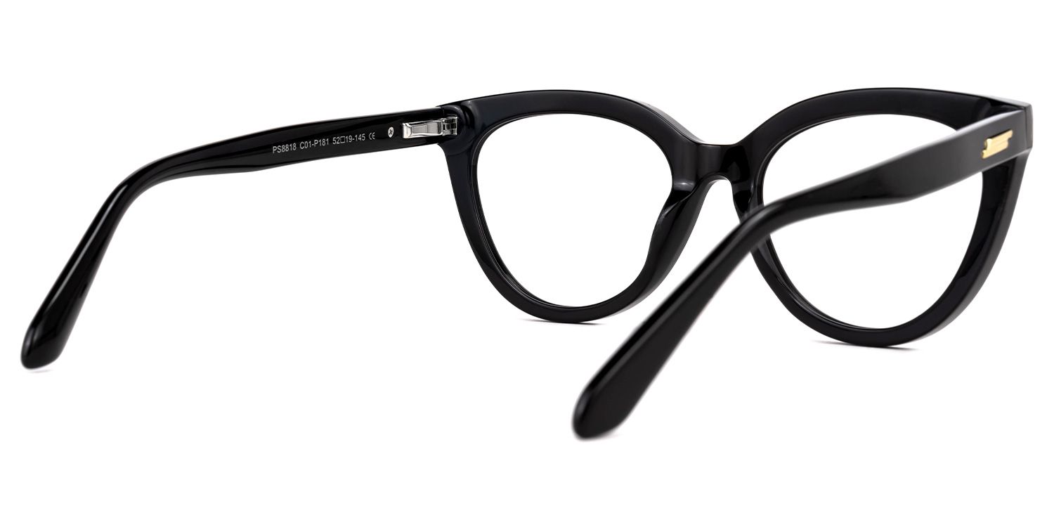 Egemen - Cat Eye Black Eyeglasses | Vooglam Side View