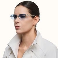 The Decoder - Geometric Silver Sunglasses | Vooglam On Model 3