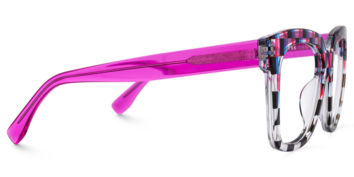 Martha - Square Blue/Red Eyeglasses | Vooglam 4