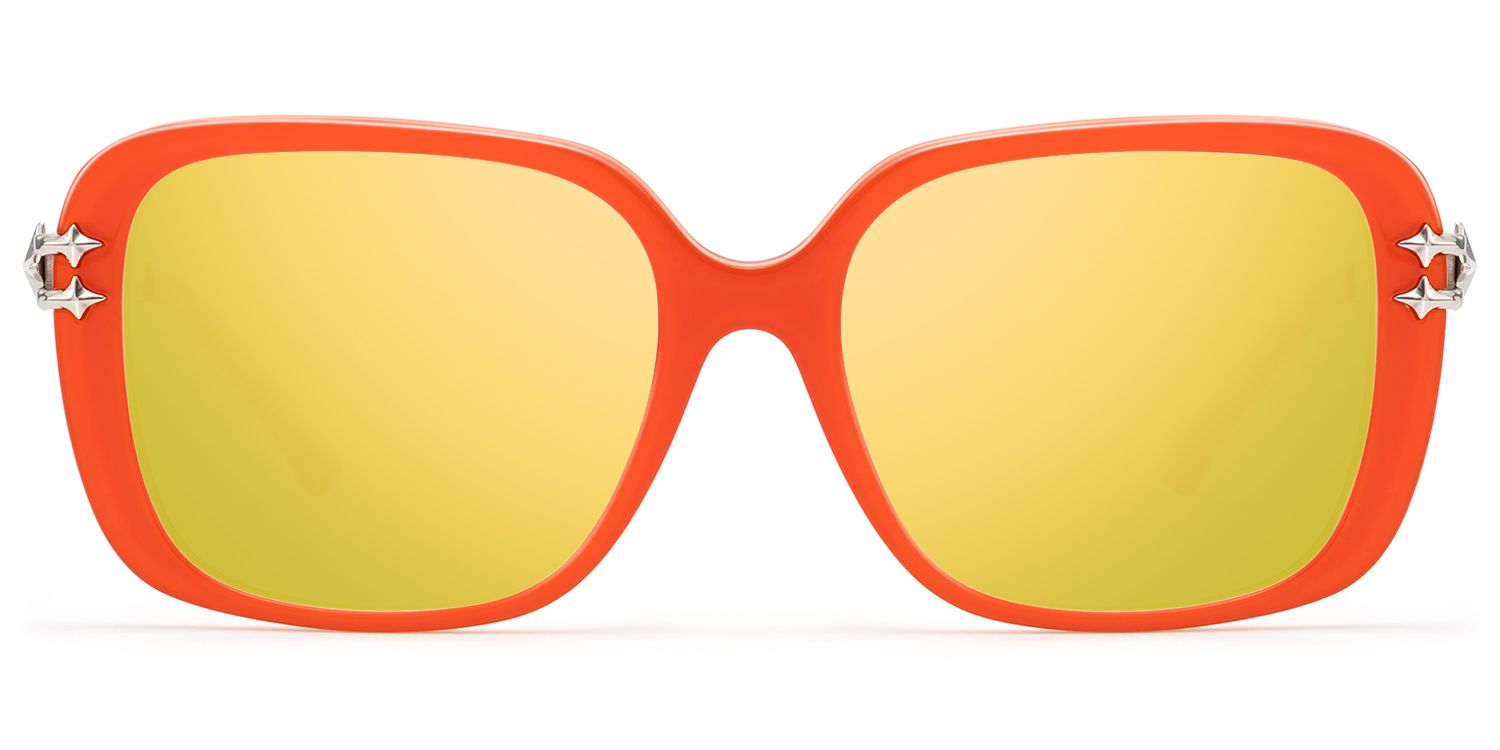 Nova - Bright Orange Gold Mirrored Wire Sunnies by Vooglam Product Details 1