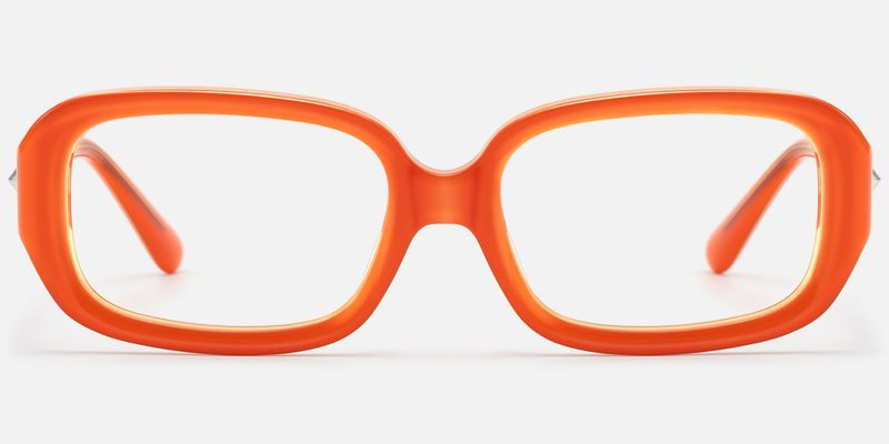 Prism - Bright Orange Neon Star Rectangle Glasses by Vooglam