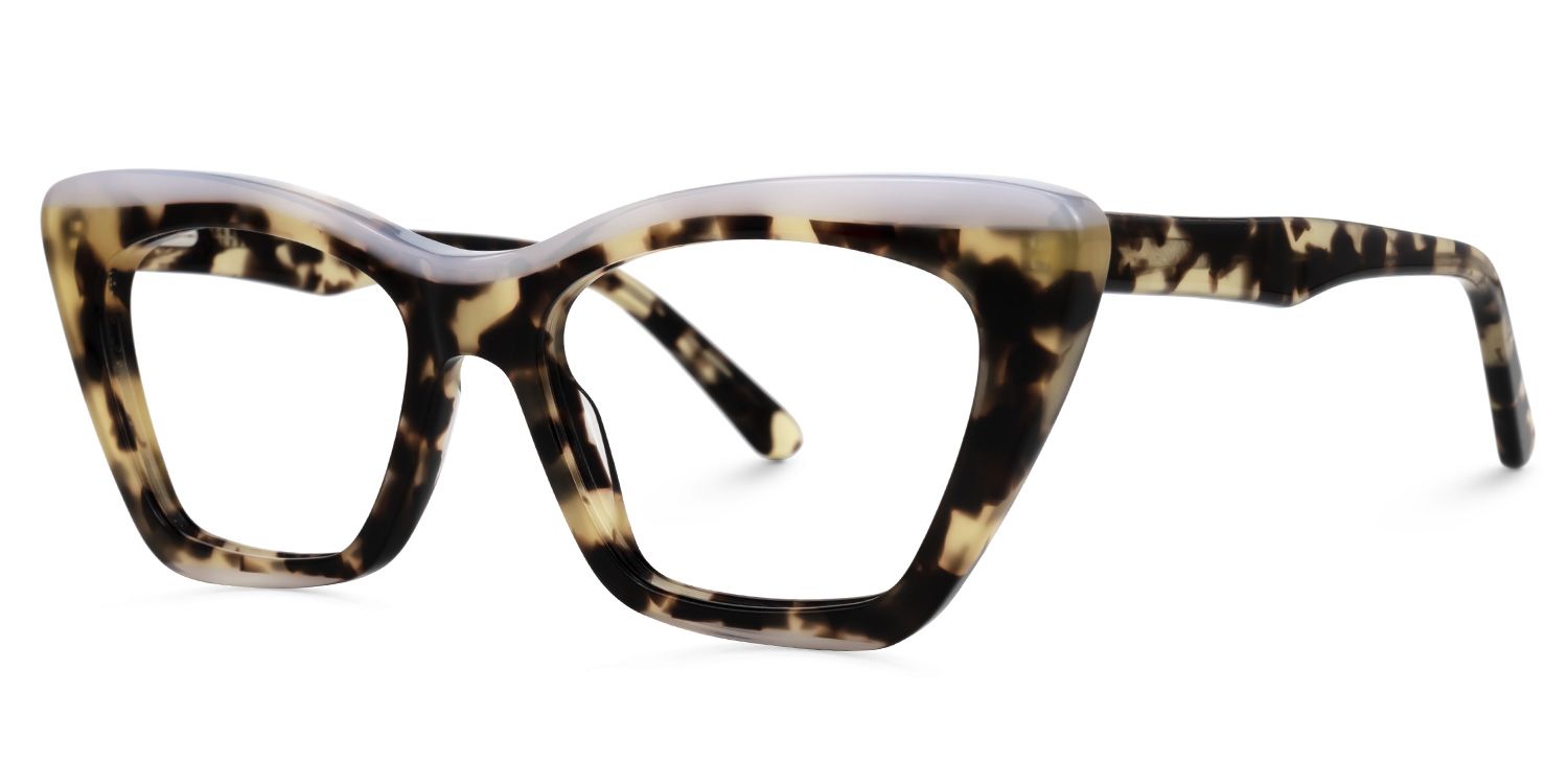 Demid - Cat Eye Yellow/Tortoise Eyeglasses by Vooglam - Front View
