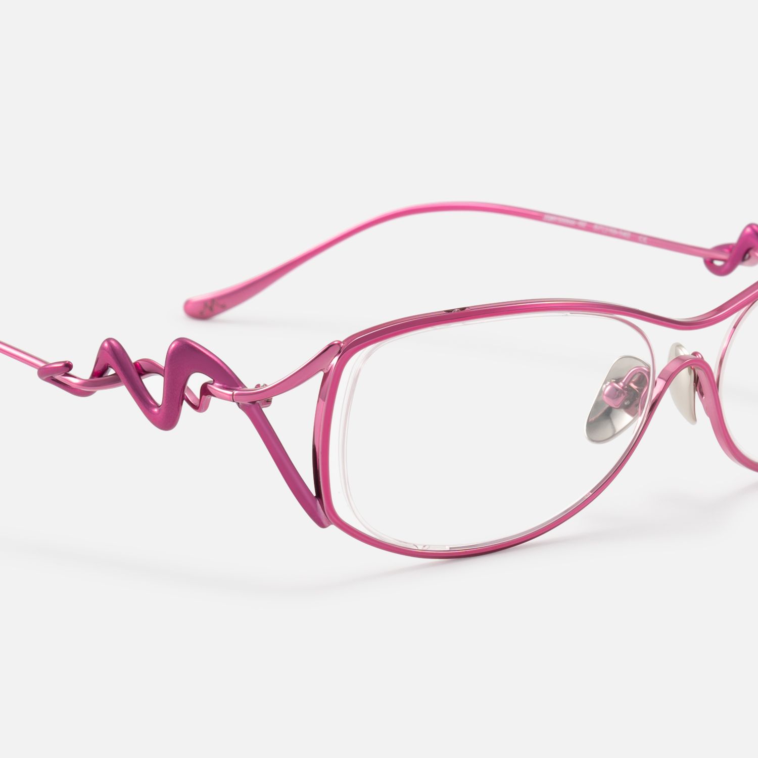 Okinawa - Pink Metal Hollow Design Oval Glasses | Vooglam Design Details