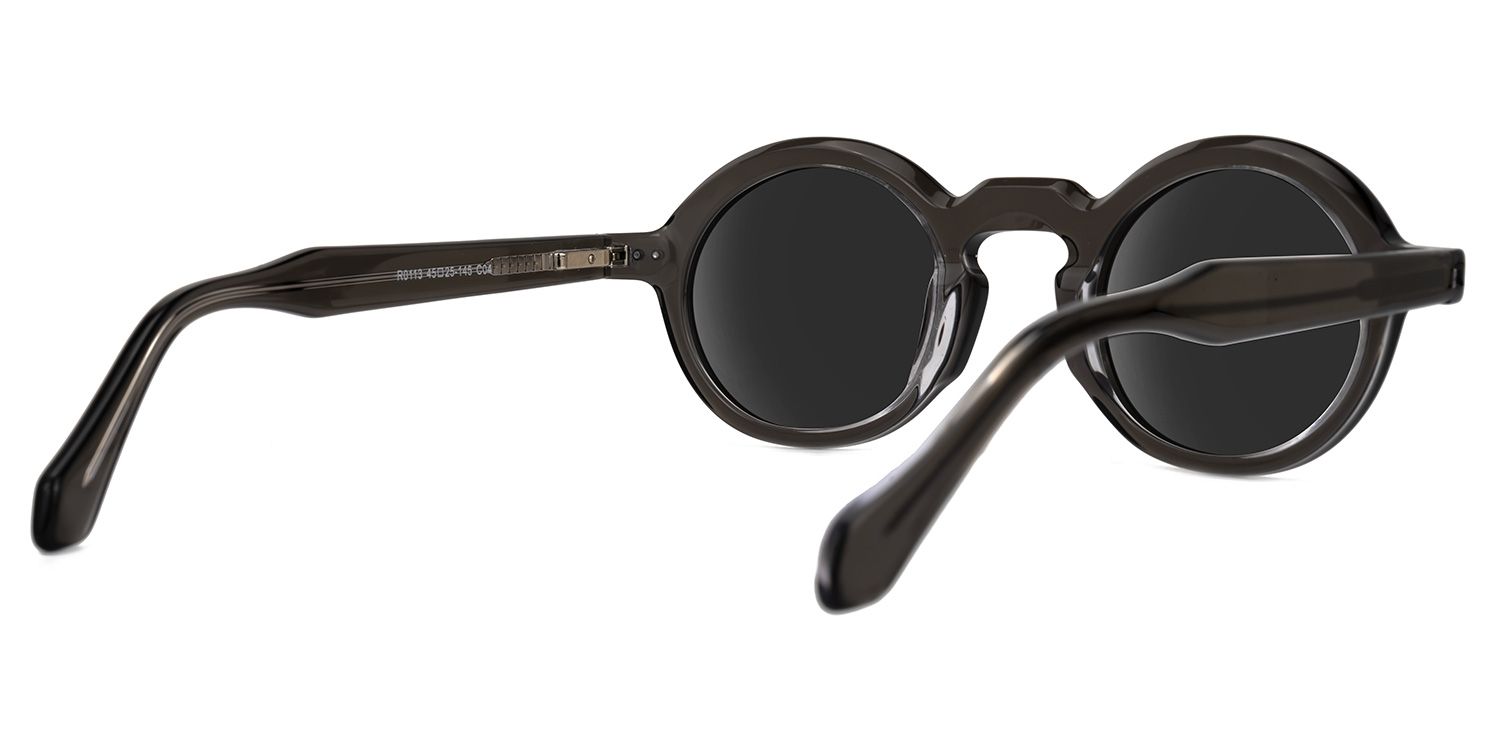 Deepnita - Round Grey Sunglasses by Vooglam - Side View