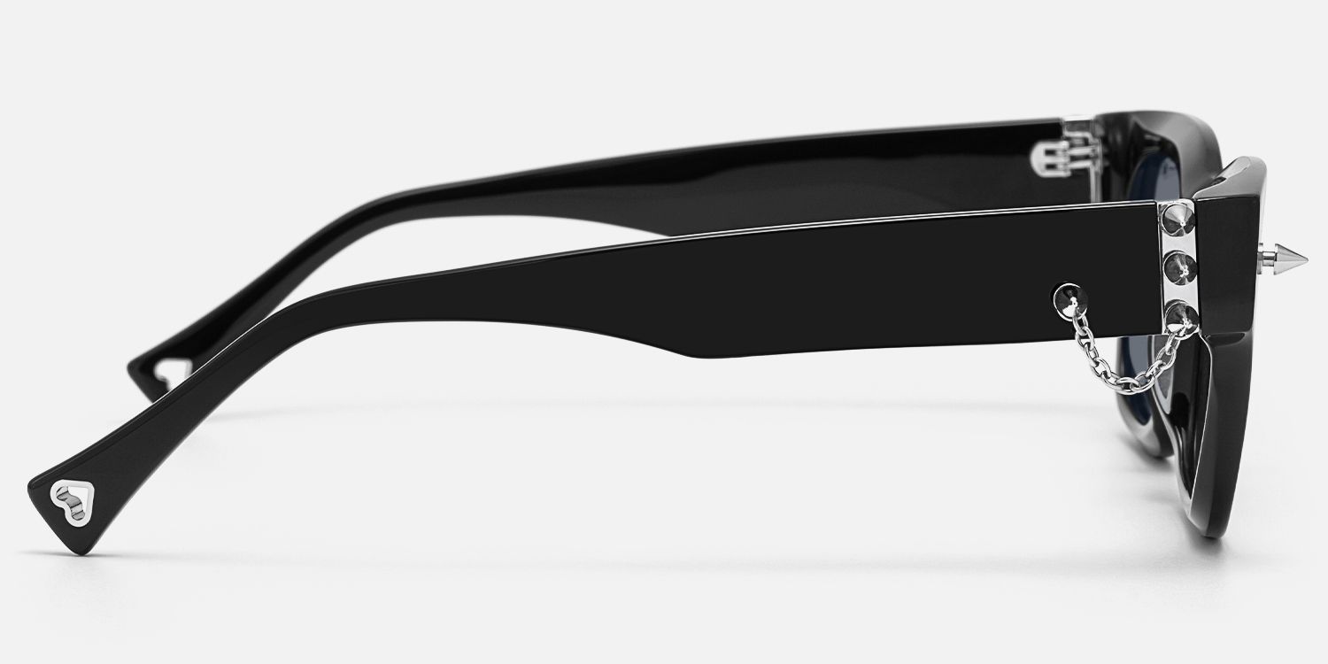 Stud - Rock Stud Black Rectangle Sunglasses | Vooglam Side View