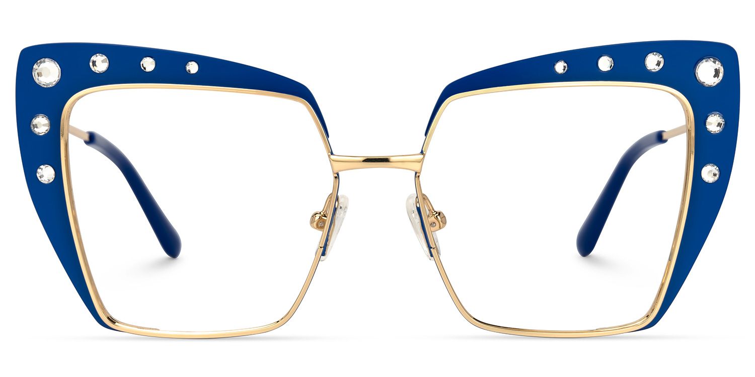 Afrim - Square Blue Eyeglasses by Vooglam - Angle View
