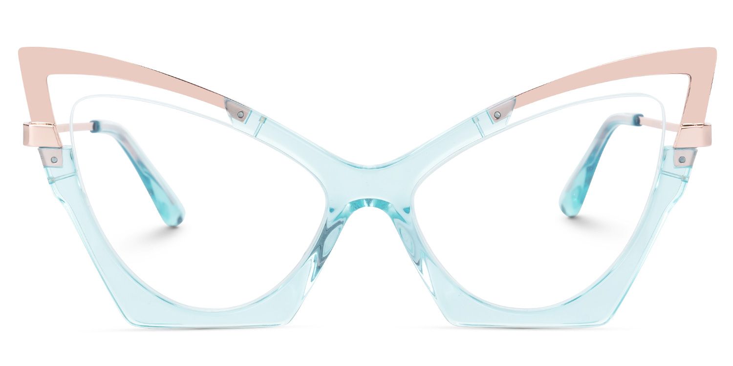 Emiko - Cat Eye Blue Eyeglasses by Vooglam - Angle View