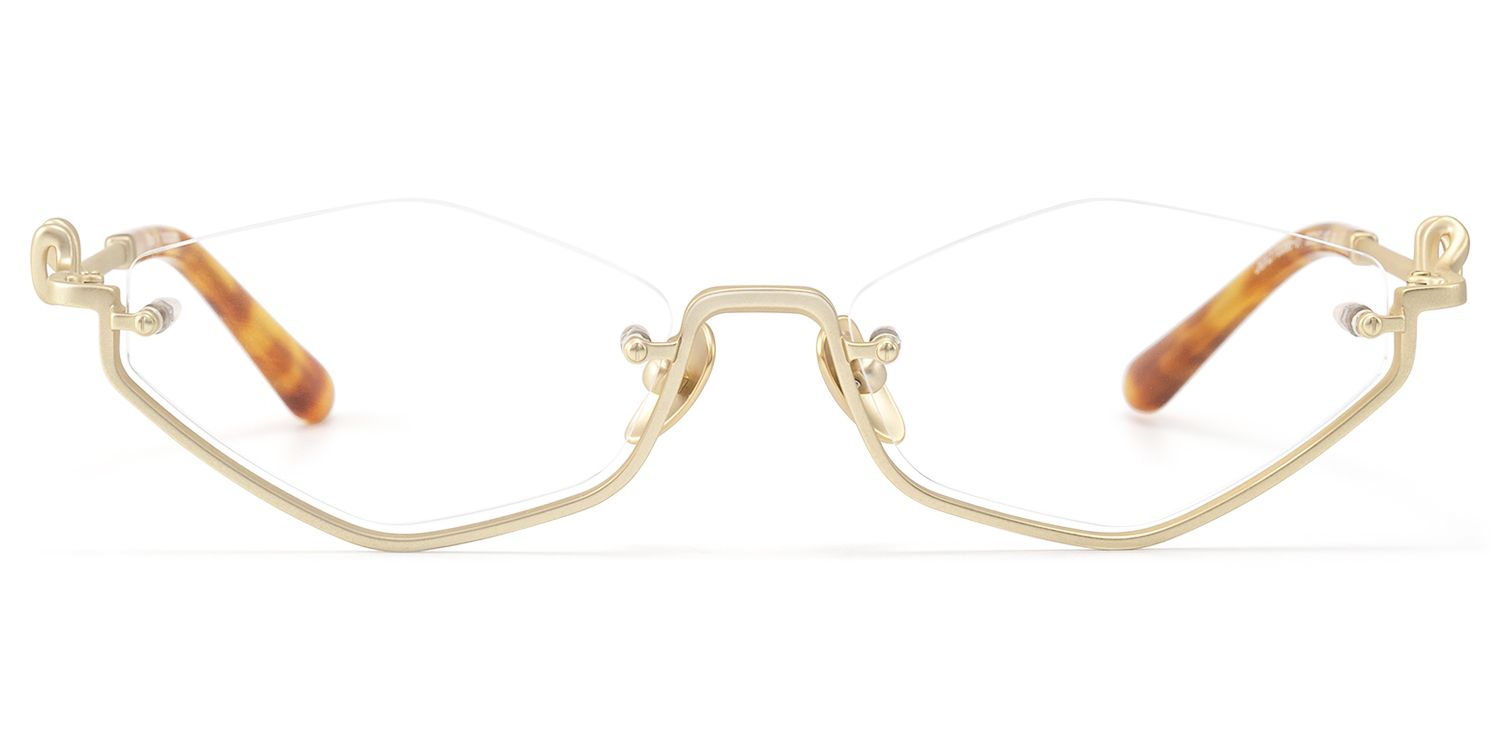 Frame Size of Niseko - Matte Brushed Gold Geometric Glasses | Vooglam