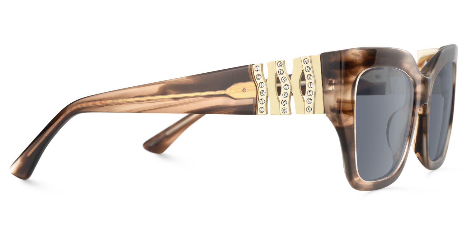 Sable - Square Brown Sunglasses by Vooglam - Product View 4