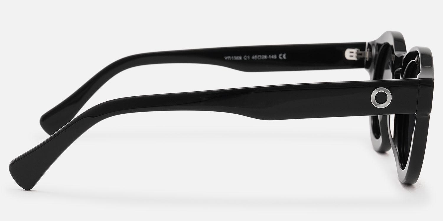 Pulse - Round Black Sunglasses | Vooglam Side View