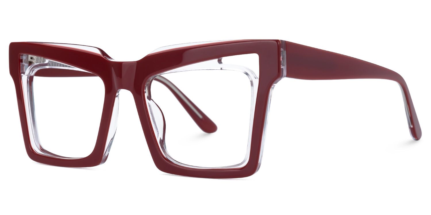 Emberlei - Square Red Eyeglasses | Vooglam Front View