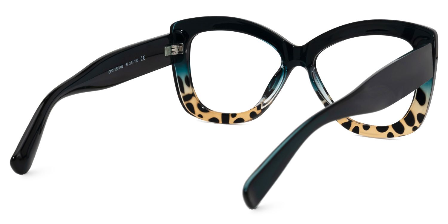 Undra - Bold Eyeglasses with Leopard Print by Vooglam - Side View