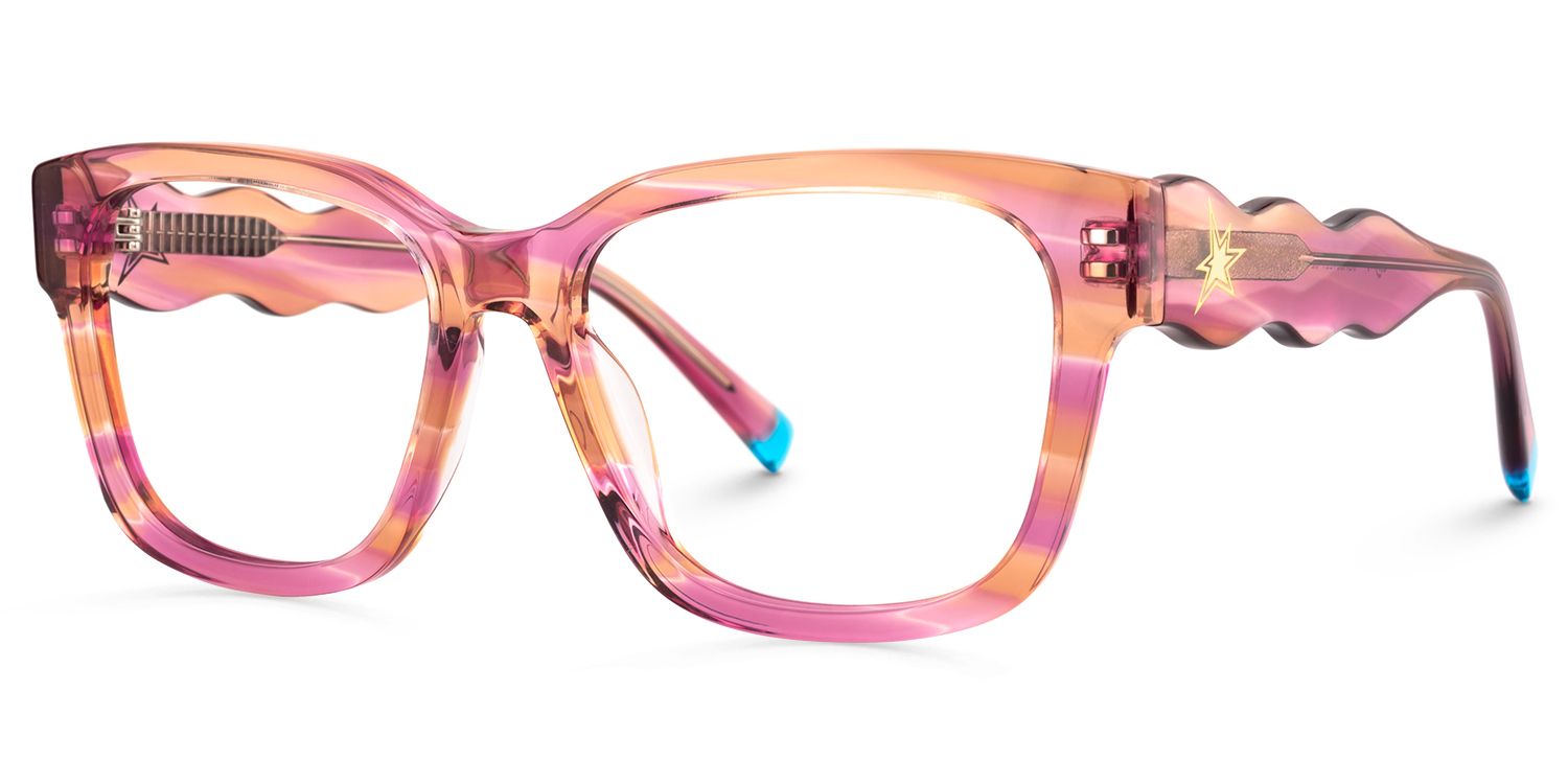 Daphne - Rectangle Orange Eyeglasses | Vooglam Front View