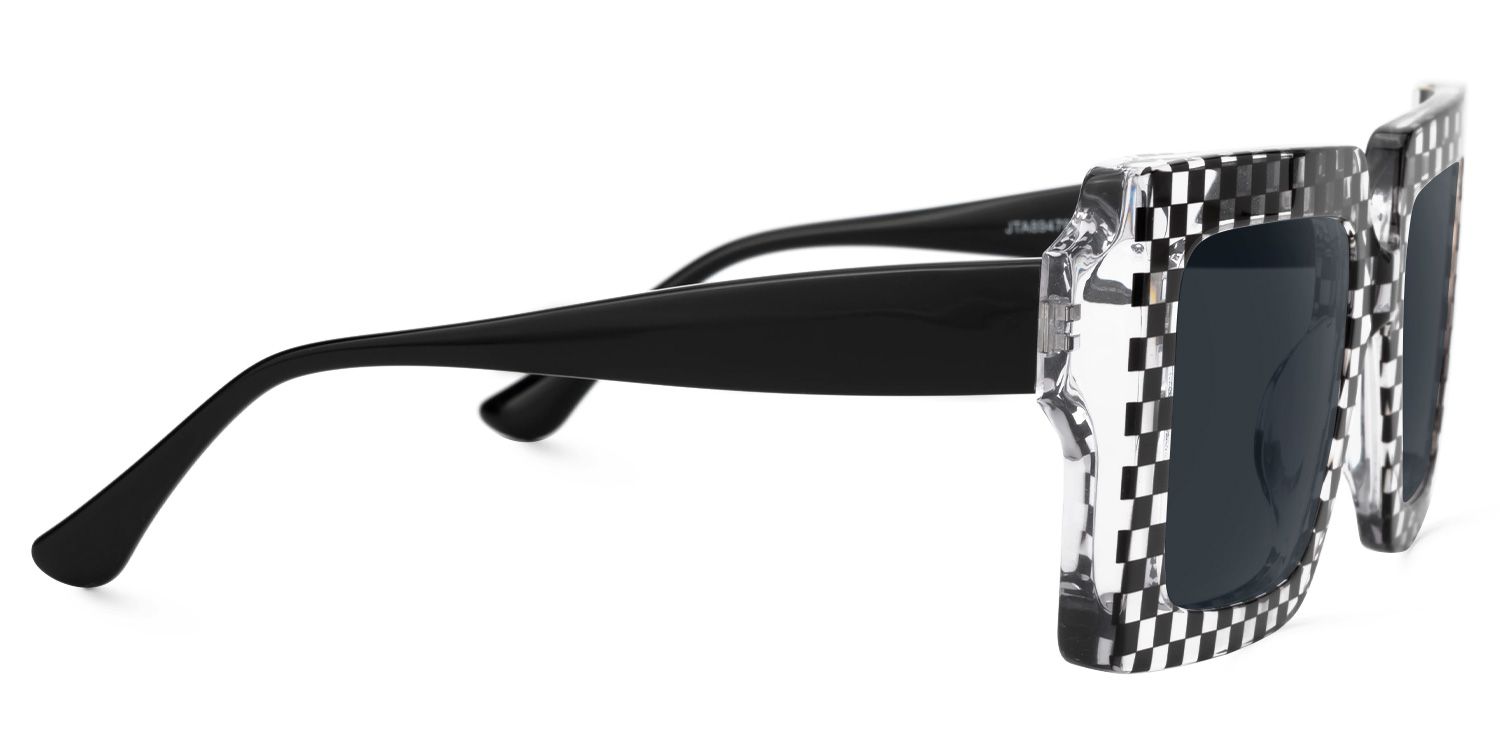 Ferial - Square Black/Crystal Sunglasses | Vooglam 4
