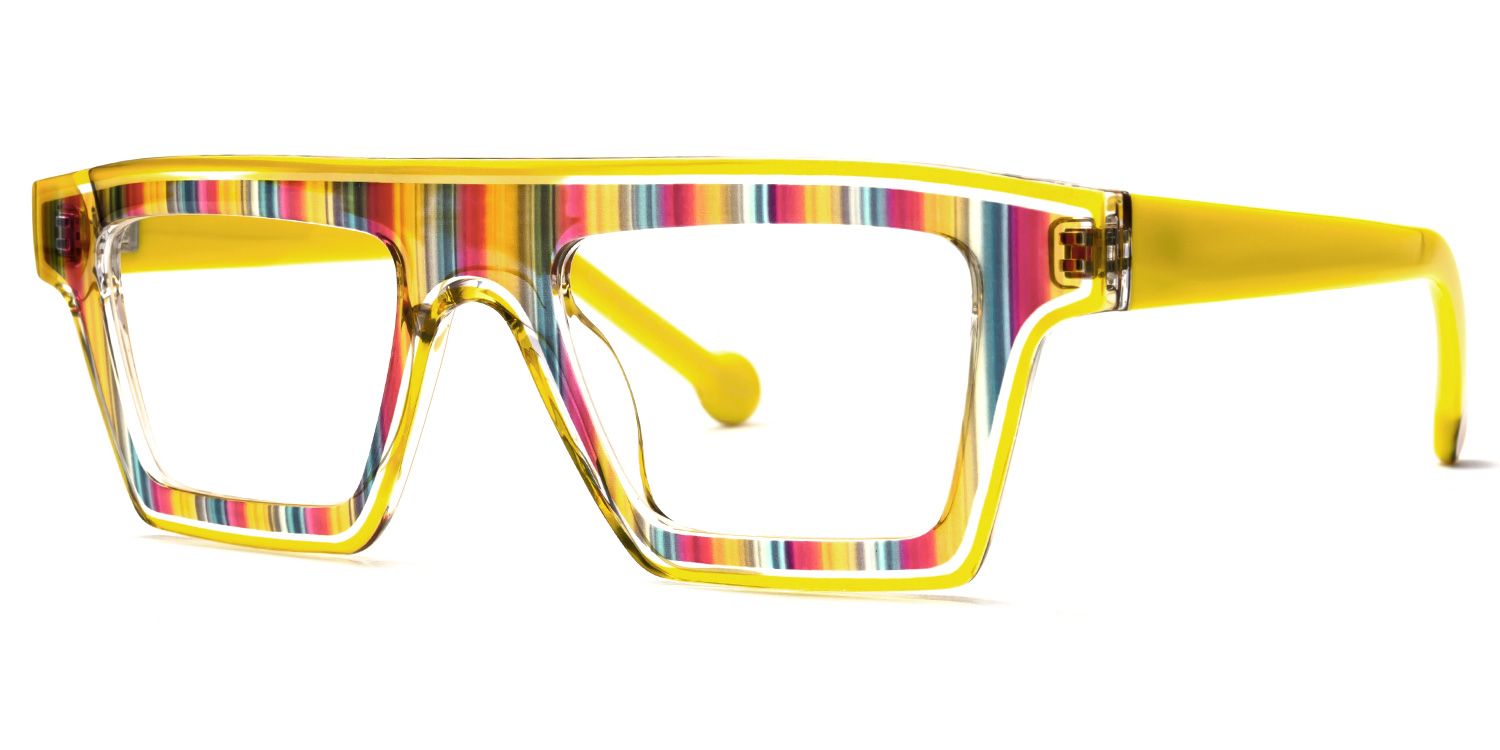 Treva - Rectangle Multicolor Eyeglasses by Vooglam - Front View