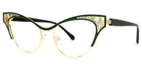 Callista - Cat Eye Green/Gold Eyeglasses | Vooglam Front View