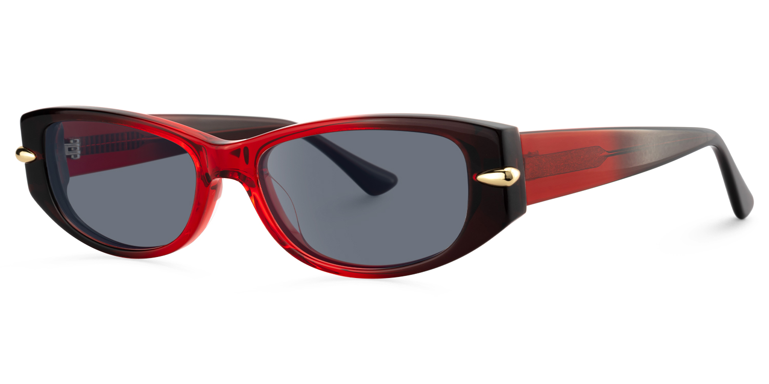 Erica - Rectangle Red Sunglasses - 2