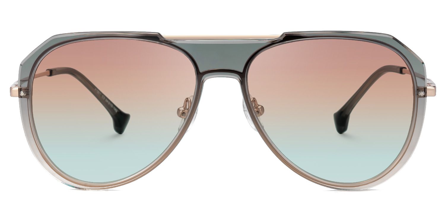 Hafsa - Aviator Grey Prescription Sunglasses | Vooglam Angle View