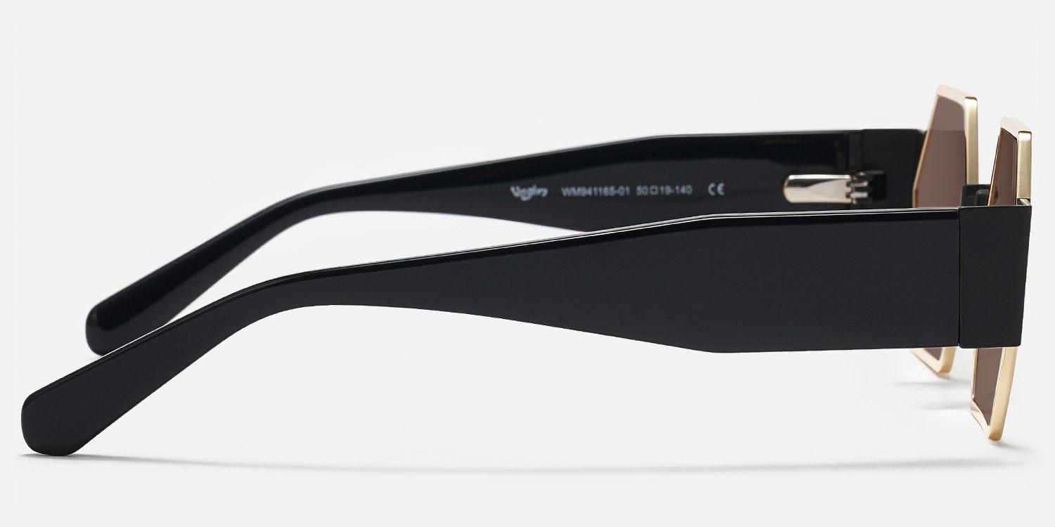 Lizzy - Geometric Gold Sunglasses | Vooglam Side View