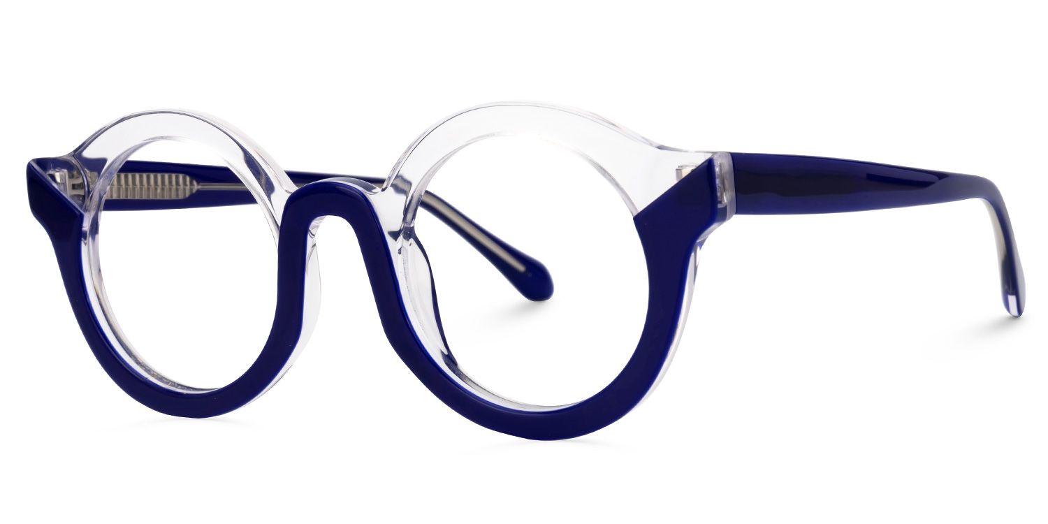 Fahima - Round Blue Eyeglasses | Vooglam Front View