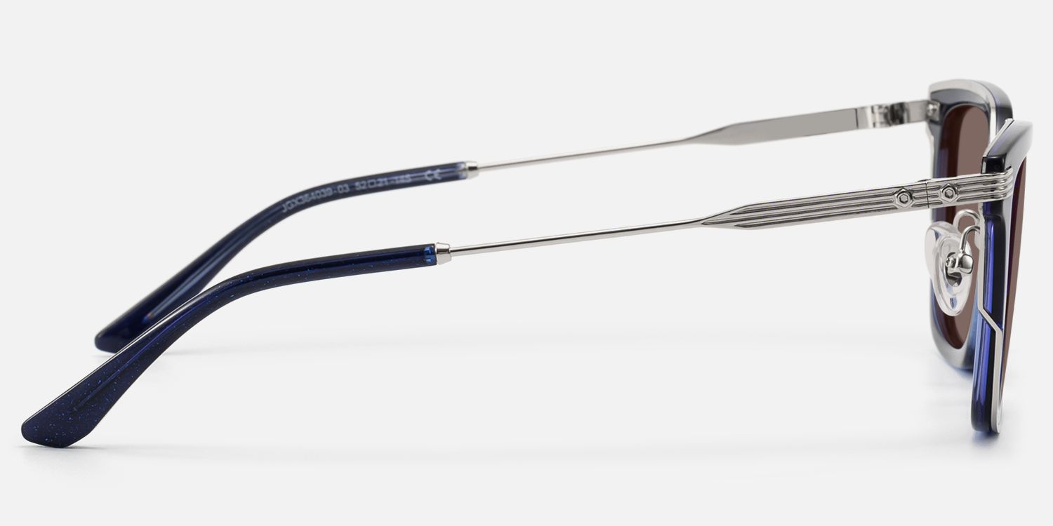 Kassel - Statement Navy Blue Brown Lens Sunglasses | Vooglam Side View