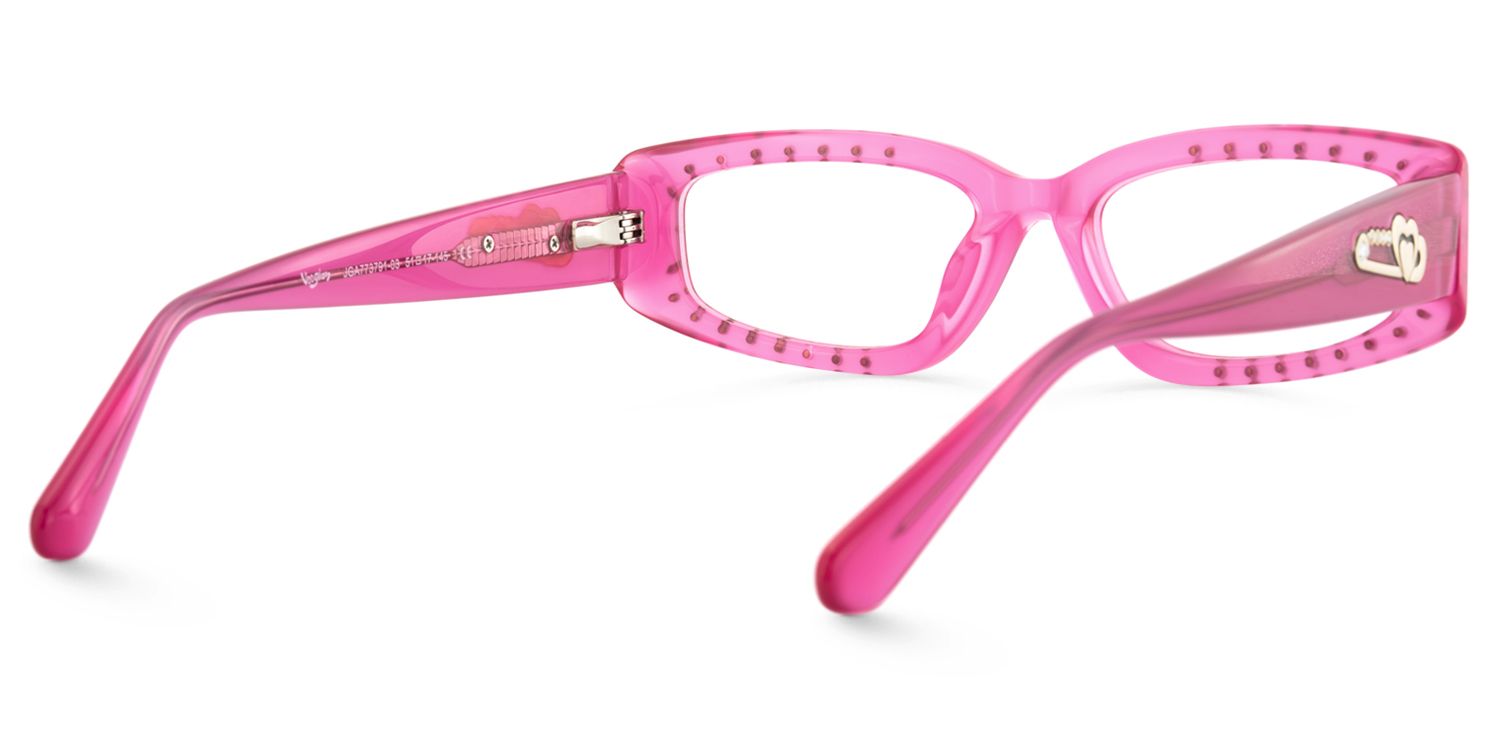 Quentin - Rectangle Pink Eyeglasses | Vooglam Side View