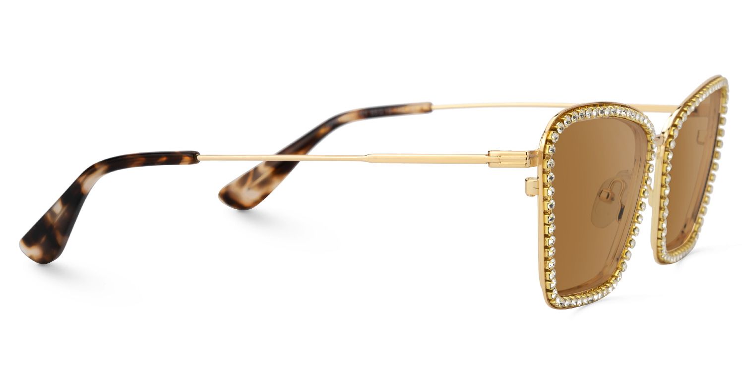 Feodora - Rectangle Gold Sunglasses | Vooglam 4