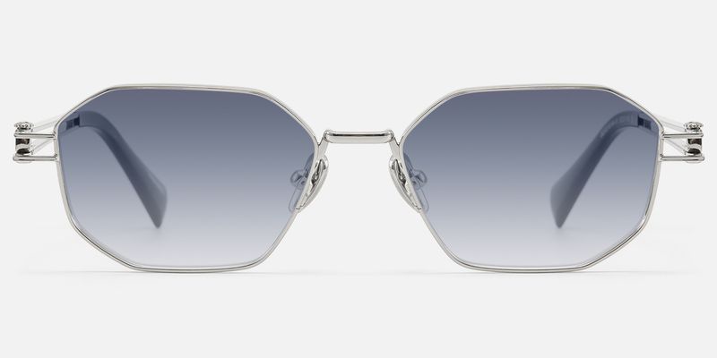 Loos - Silver Geometric Double Wire Sunglasses | Vooglam