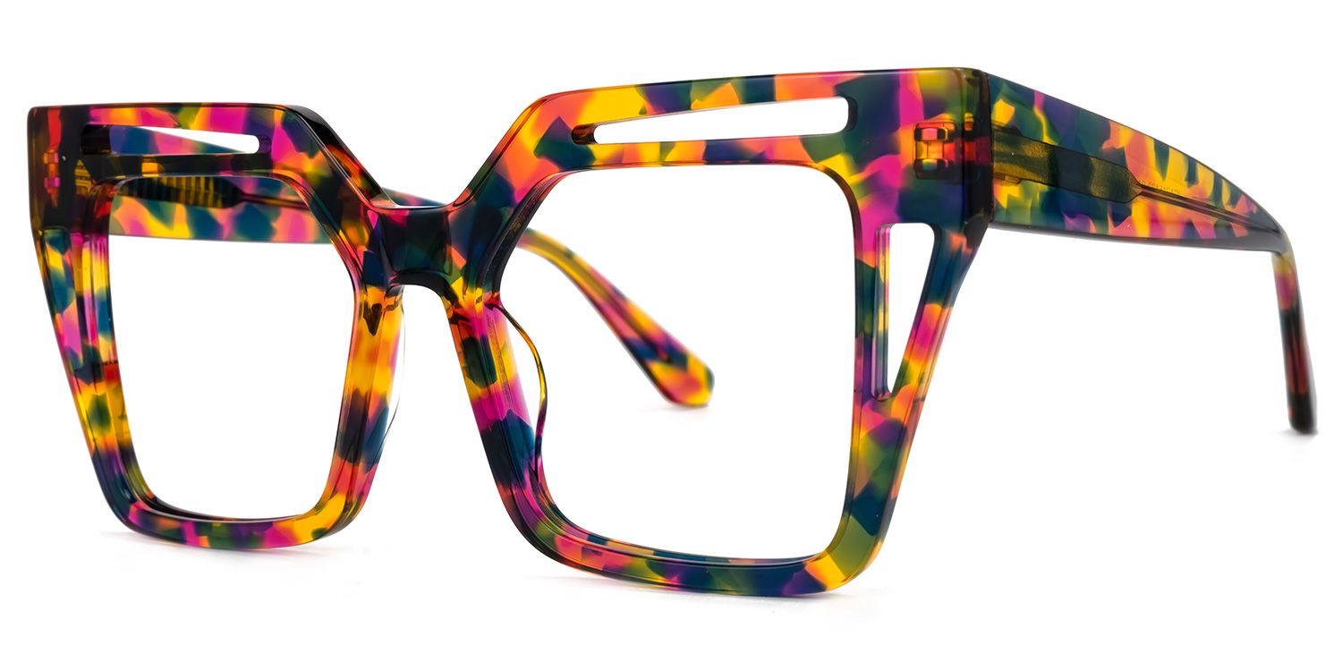 Eduarte - Square Multicolor Eyeglasses | Vooglam Front View