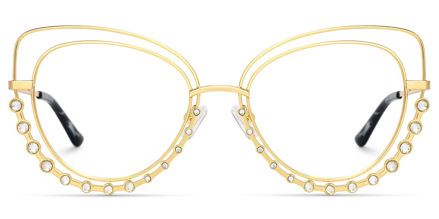 Odilia - Cat Eye Gold Eyeglasses | Vooglam Angle View
