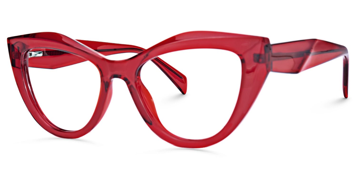 Fantine - Cat Eye Red Eyeglasses | Vooglam Front View