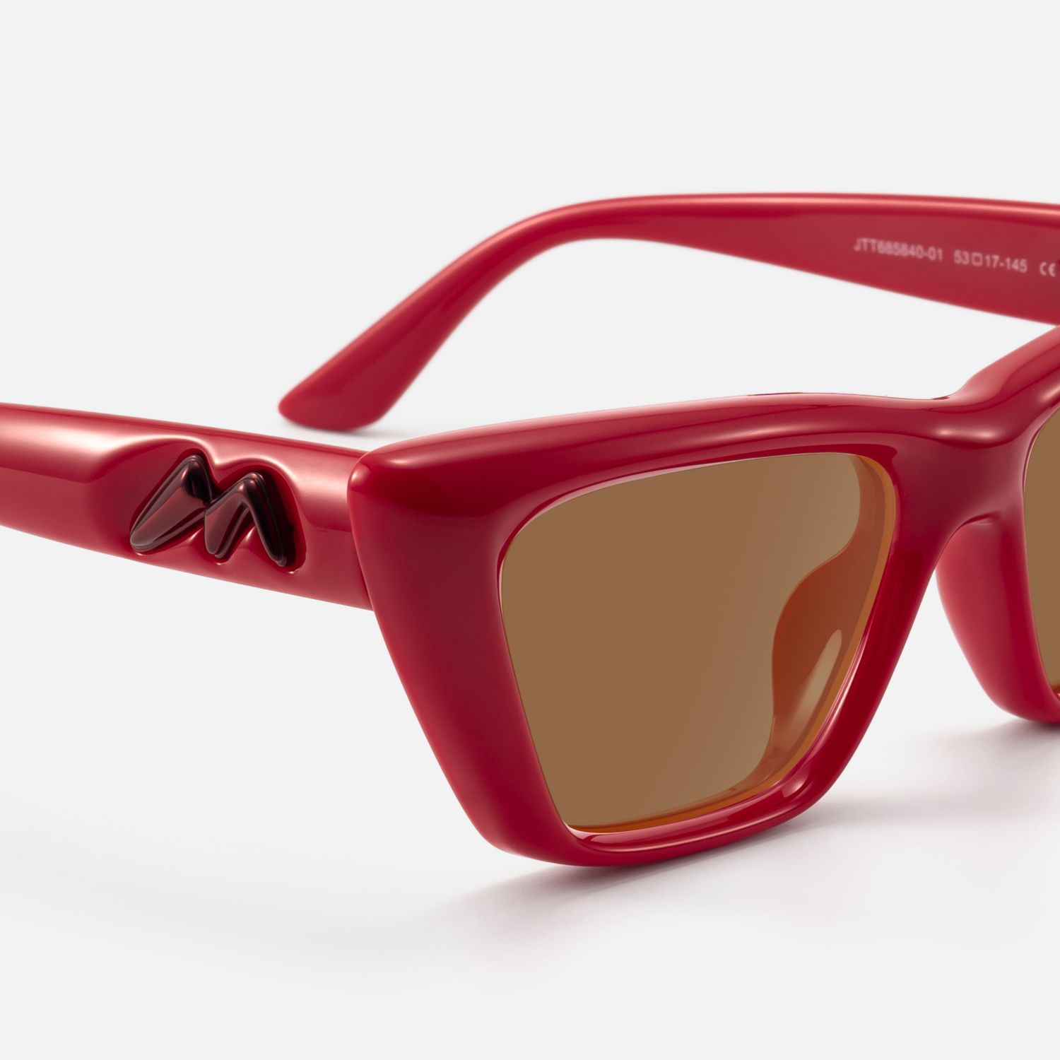 Meguro - Amber Tint TR90 Puffy Red Sunglasses | Vooglam Design Details