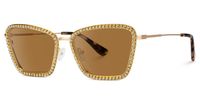 Feodora - Rectangle Gold Sunglasses | Vooglam Front View