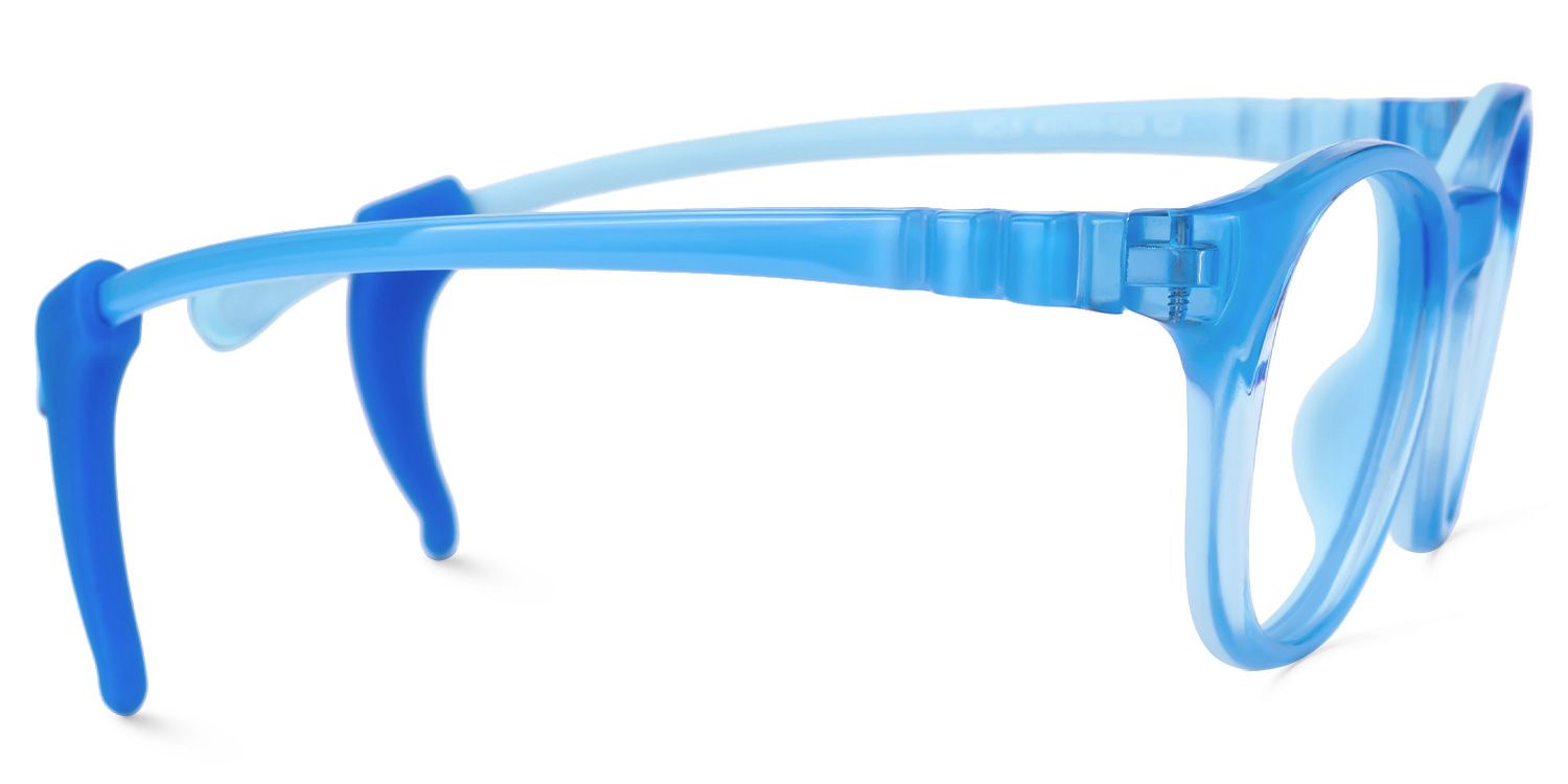 Eljah - Round Blue Kids Eyeglasses by Vooglam - Product View 4