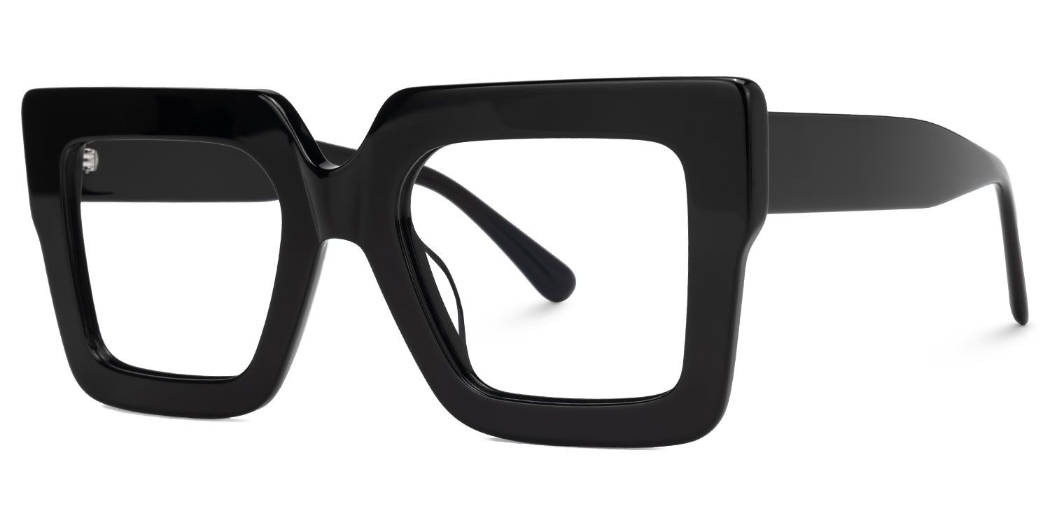 Charisse - Bold Chunky Square Black Glasses | Vooglam Front View