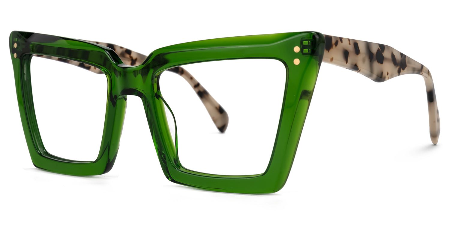 Eduardo - Square Green Eyeglasses | Vooglam Front View